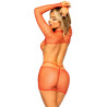 Leg Avenue - Mini Robe Manches Longues Net Taille Unique - Rouge
